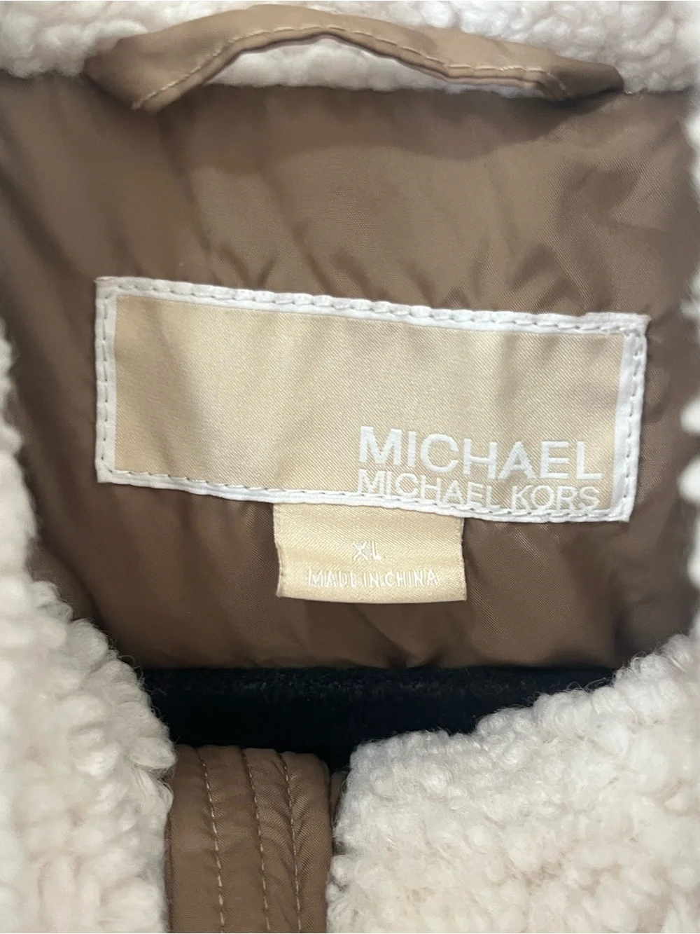 Michael Kors Faux Shearling Puffer Jacket with Sherpa Trim Sz XL